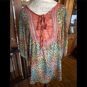 Cha Cha Vente ladies multi-color tunic print top size XL